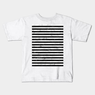 Marble Stripes Pattern - Black and White Kids T-Shirt